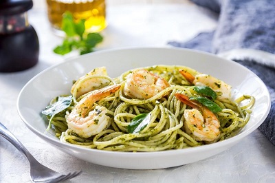 LINGUINES AUX CREVETTES ET PESTO par Planète forme salle de sport Limoges